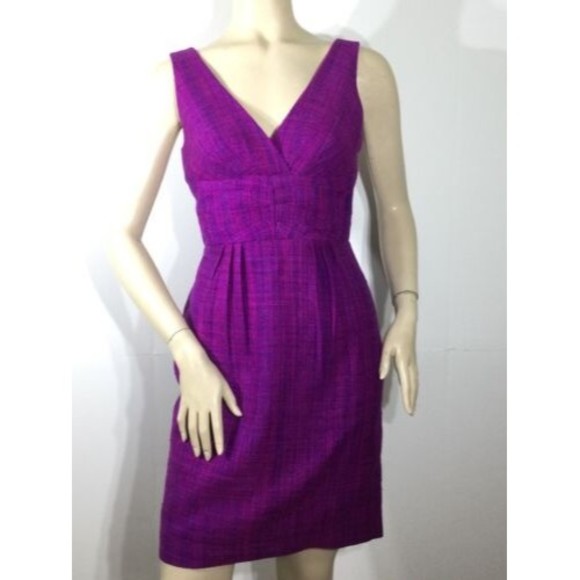 Trina Turk Dresses & Skirts - TRINA TURK 100% Silk Purple/Pink Woven Boucle Sleeveless V-neck Dress (Size 2)